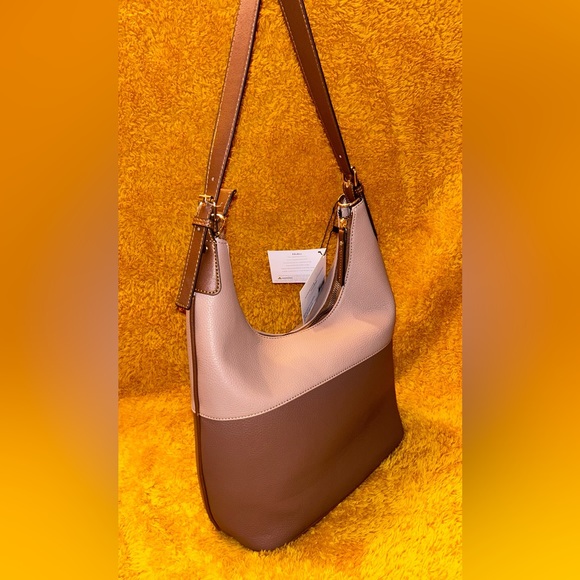 NWT Adrienne Vittadini Beekman Place Color Block Dusty Rose & Caramel Ho… - Picture 4 of 12